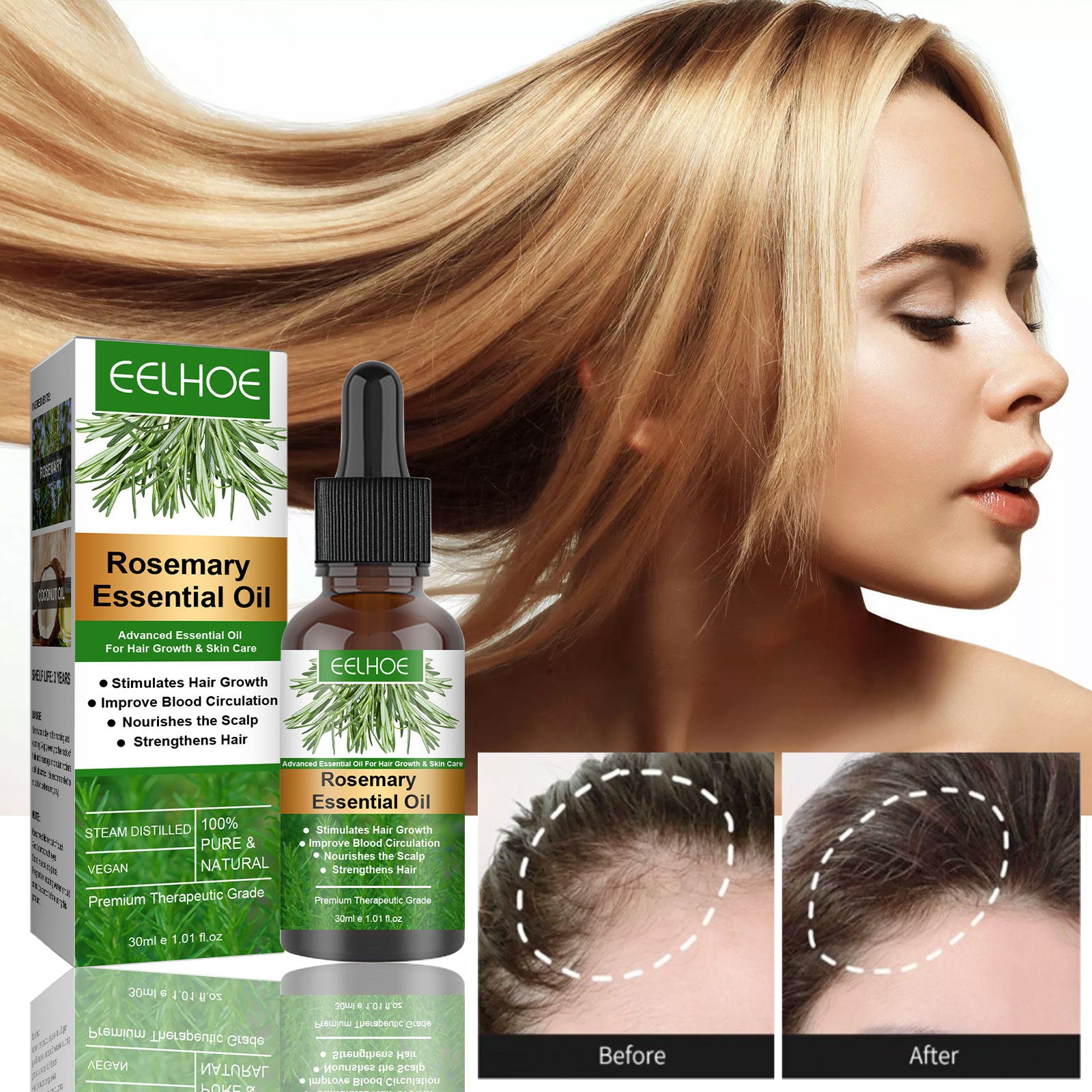 Rosemary Anti-Breakage Hair Care Oil - Nourishing Coconut and Rosemary Formula 30ml