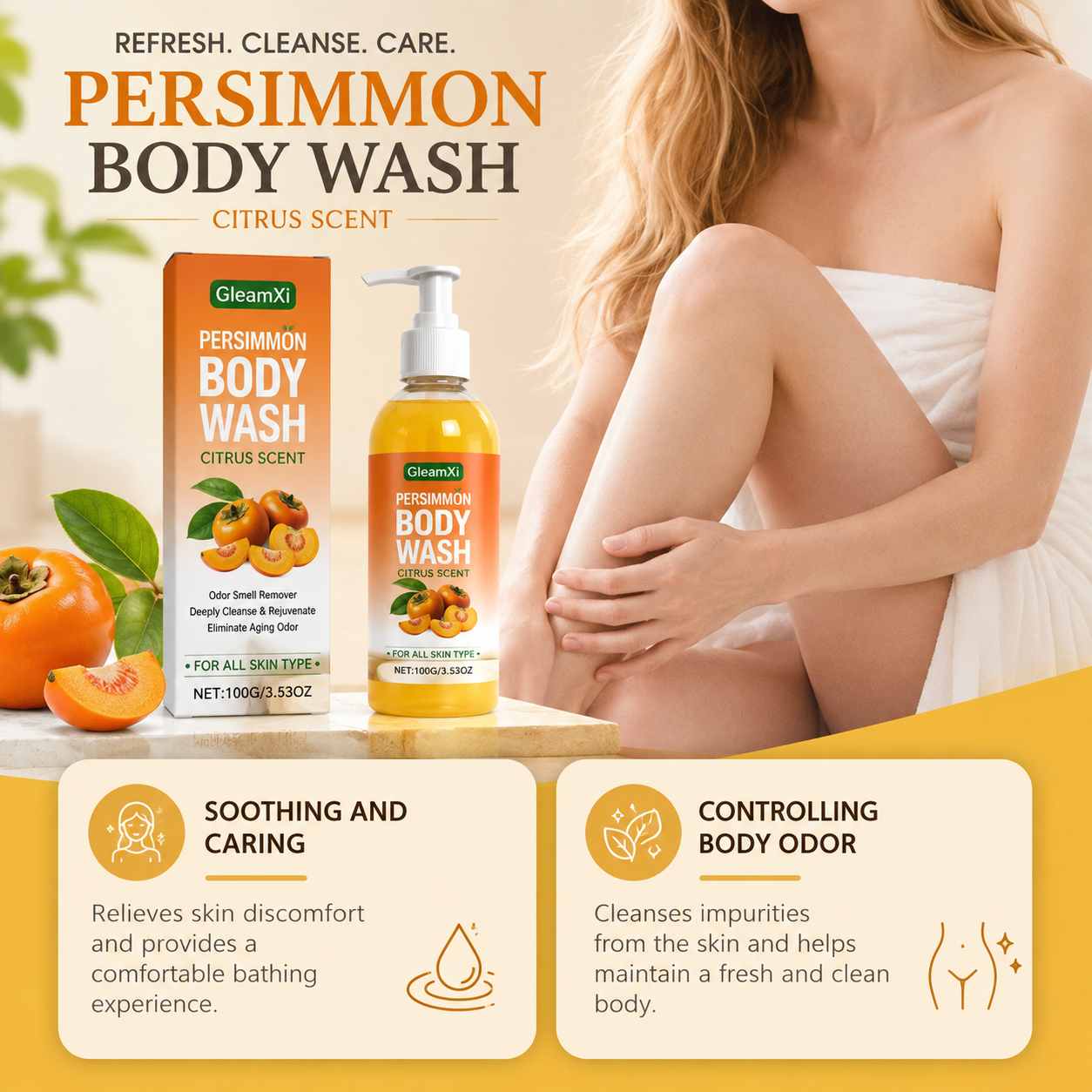 Refreshing Persimmon Body Wash – Natural Glow & Deep Cleanse