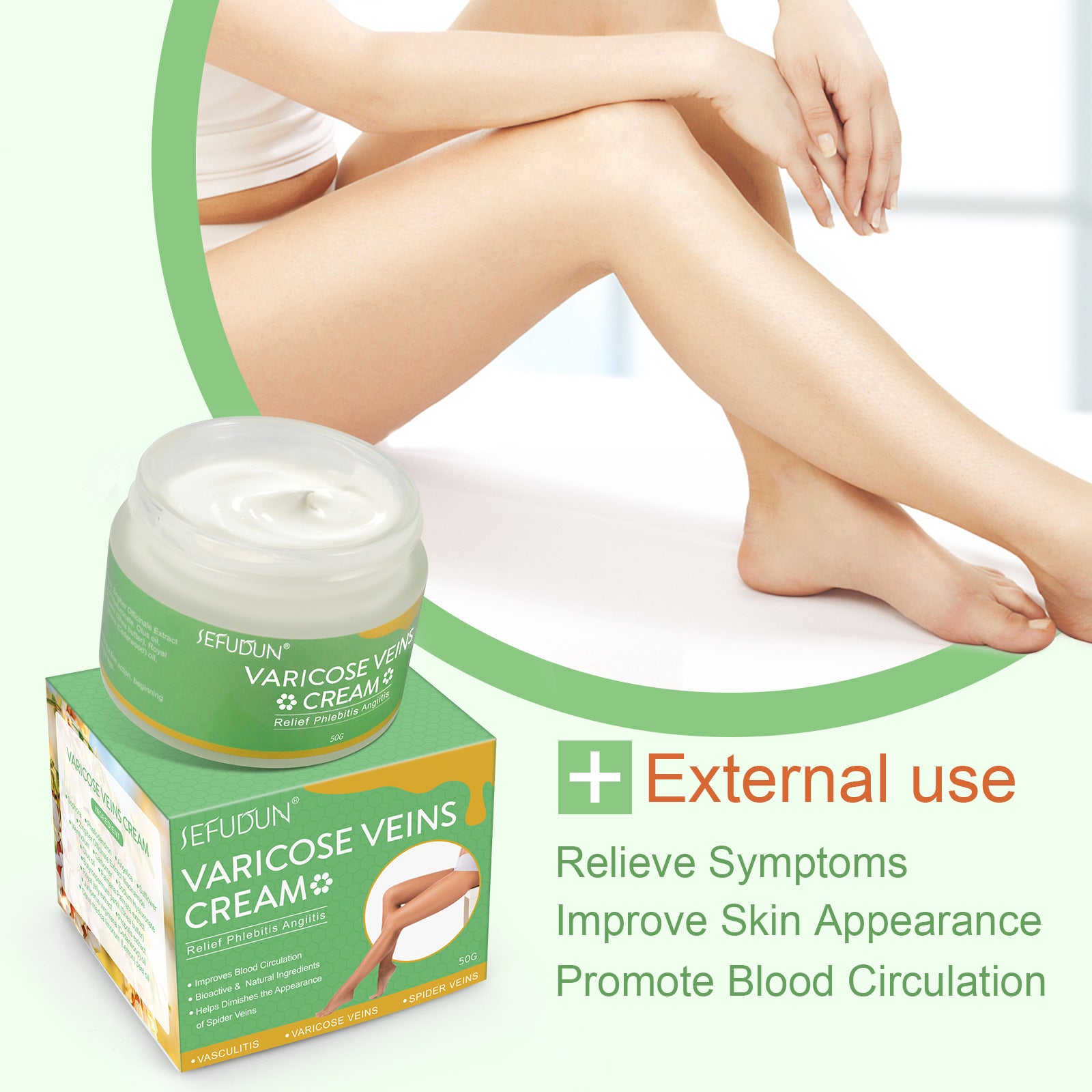 Varicose Vein Relief Cream - Safflower and Natural Herbs Skin Care Lotion for Leg Pain and Swelling
