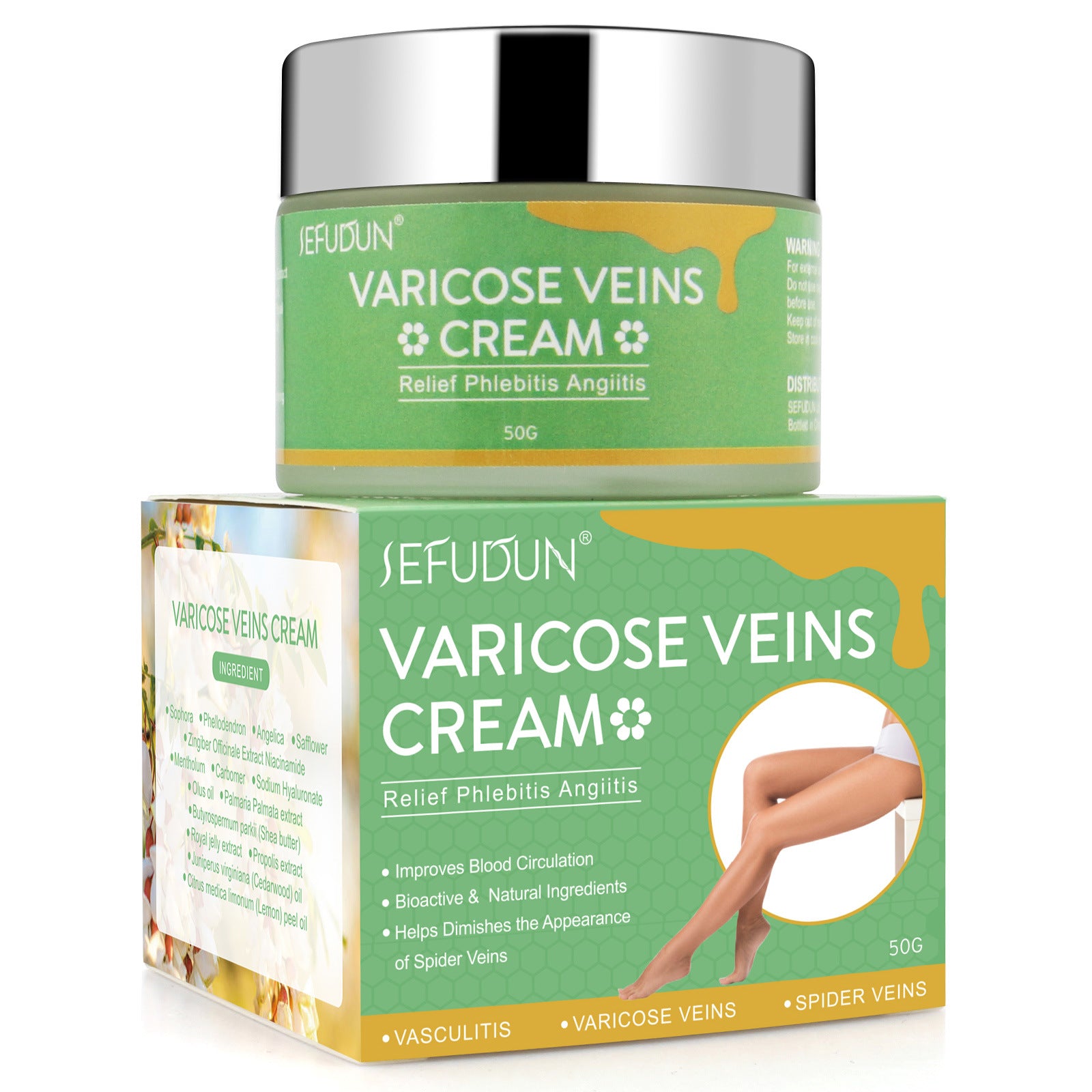Varicose Vein Relief Cream - Safflower and Natural Herbs Skin Care Lotion for Leg Pain and Swelling