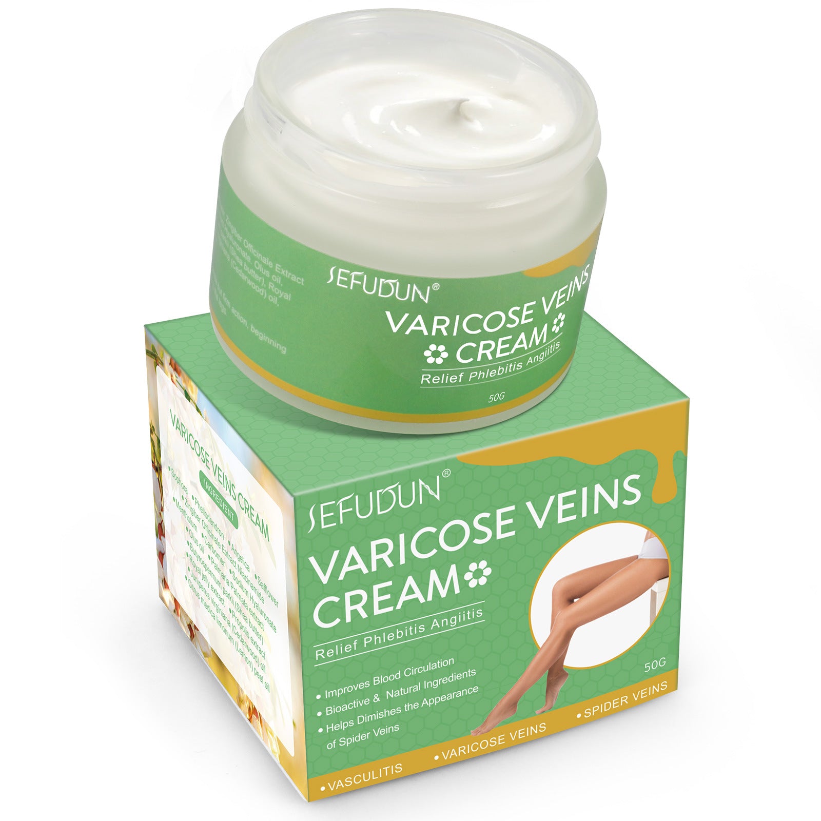 Varicose Vein Relief Cream - Safflower and Natural Herbs Skin Care Lotion for Leg Pain and Swelling