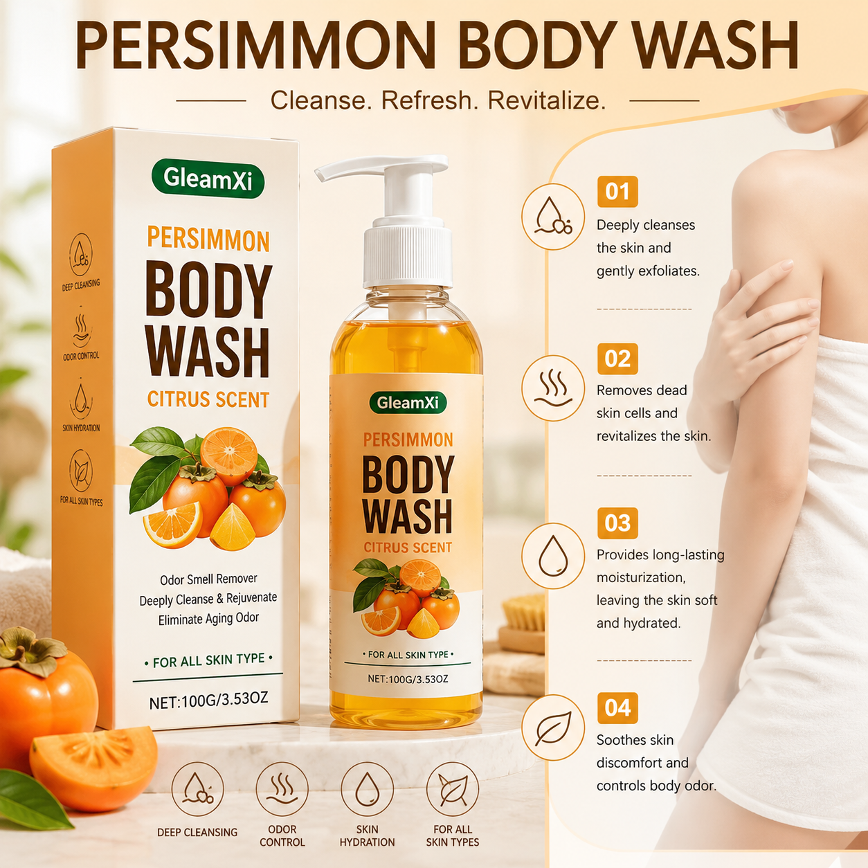 Refreshing Persimmon Body Wash – Natural Glow & Deep Cleanse