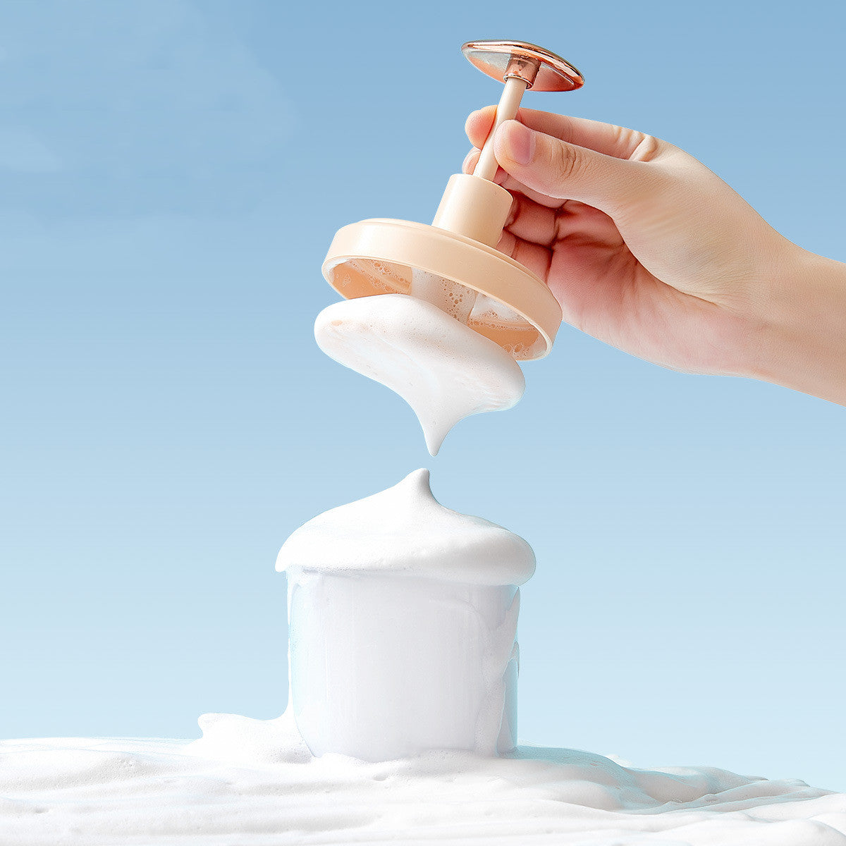 Automatic Face Wash Foam Maker - Press Rebound Facial Cleanser Frother in Pastel Colors