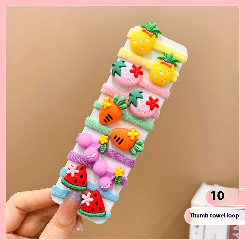 Rubber Band Female Hair-binding Children's Cartoon Hair Band Cute Baby Hair Friendly String Hair Rope Headdress
