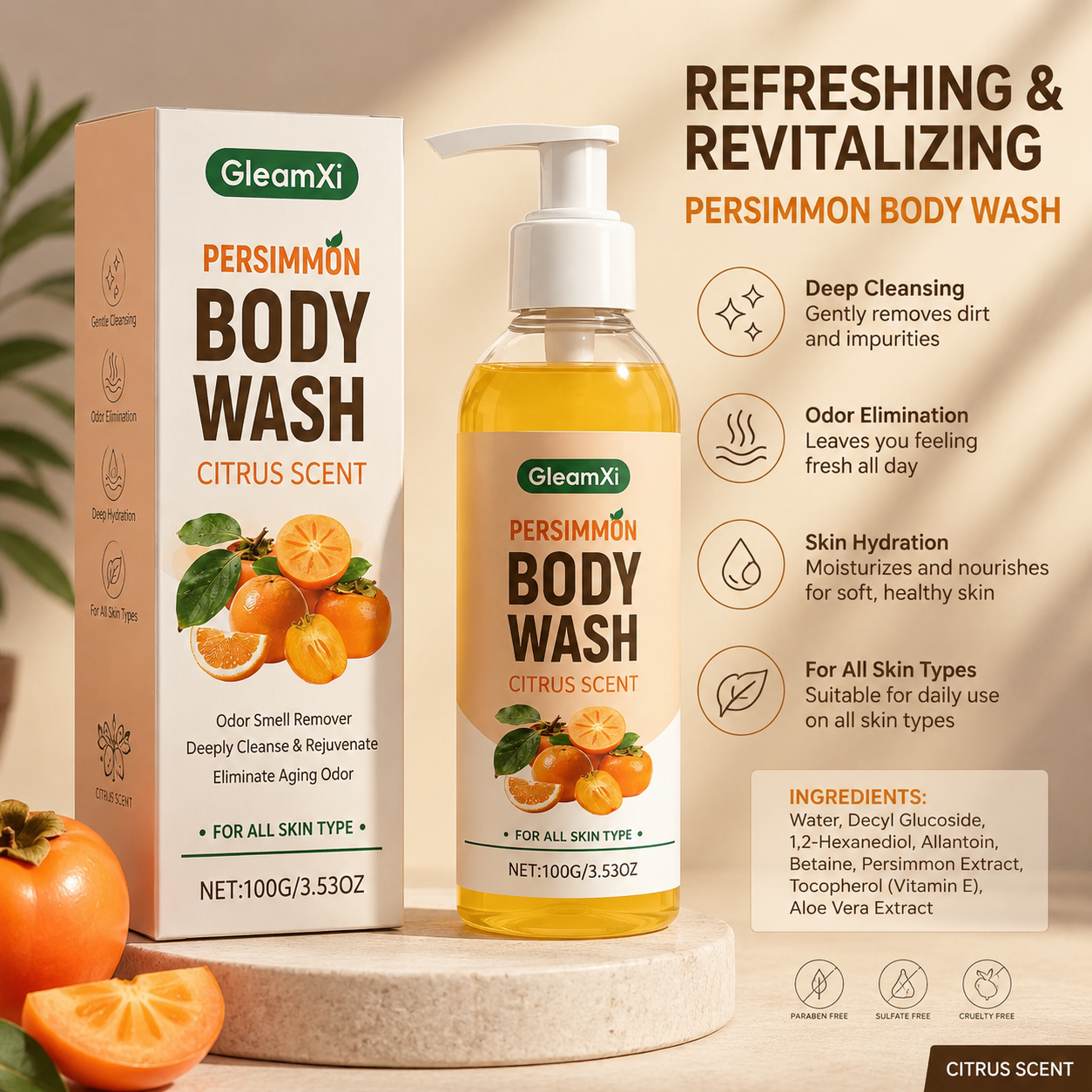 Refreshing Persimmon Body Wash – Natural Glow & Deep Cleanse