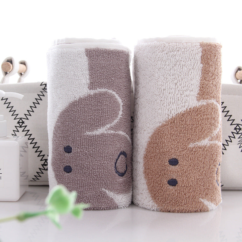Cartoon Dog Embroidered Face Towel - Soft Cotton Wash Towel 34x72cm