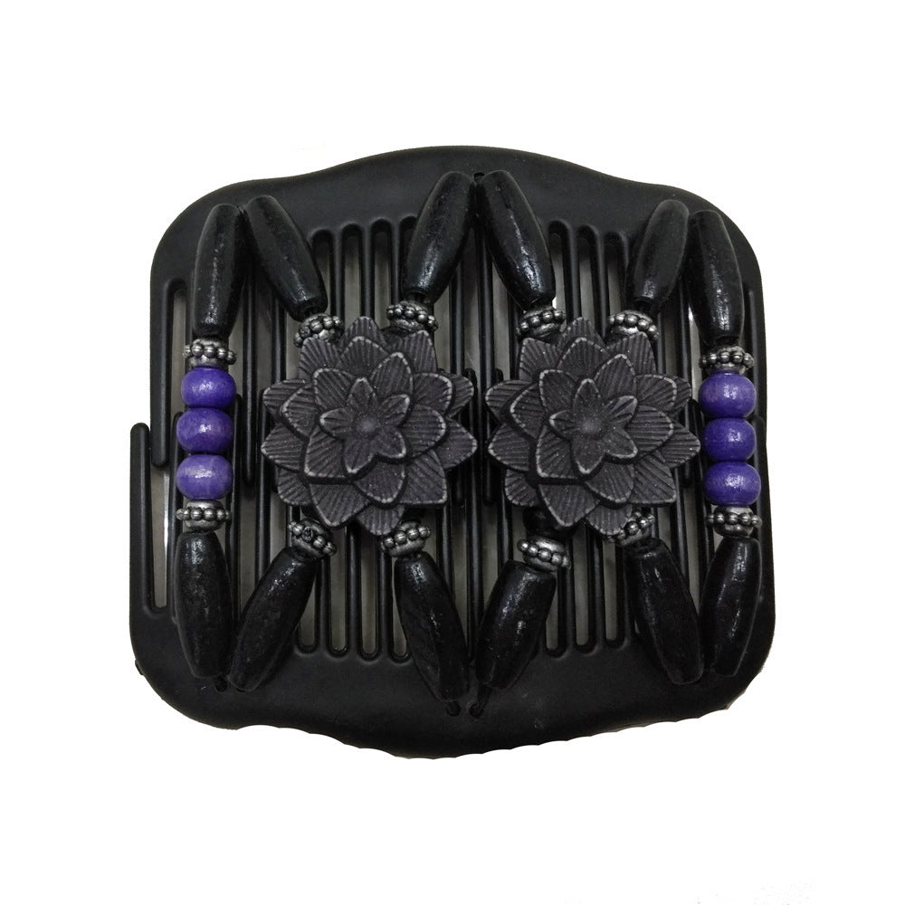 Fashion Magic Beads Elasticity Double Hair Comb Clip Stretchy Women Accessories